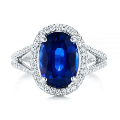 China Romantic Luxury Ring 925 Sterling Silver Gemstone Ring Silver Sapphire Ring blue gemstone for sale