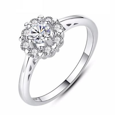 China CLASSIC 925 Sterling Silver Classic Flower Shape Ring Vintage Silver Engagement Ring for sale