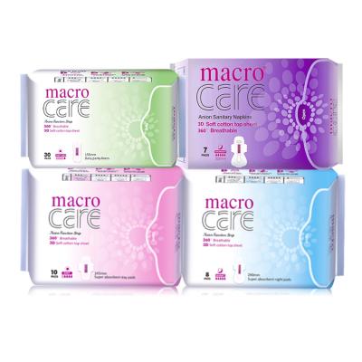 China Wholesale Manufacturing Breathable Female Care Cotton Anion Sanitary Pad Towel For Women With Negative Ion for sale