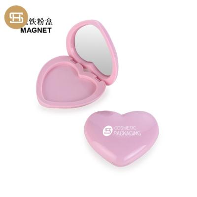 China Other New Arrival Customized Empty Heart Shaped Pink Magnet Blush Face Powder Container / Compact Cases for sale