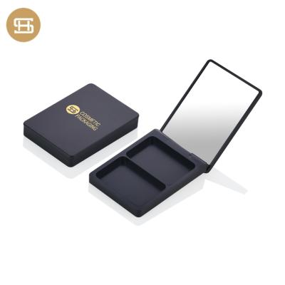 China Other New Style Custom Large Empty Matte Black Plastic Eyeshadow Magnetic Makeup Blush Compact Case for sale