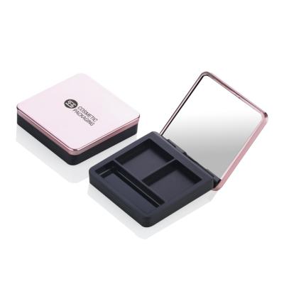 China Wholesale Custom ABS Low Price Grid Two Square Empty Eyeshadow Box With Mirror for sale