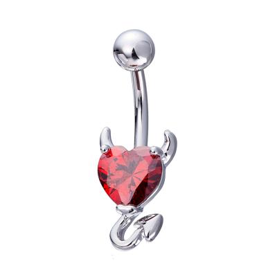 China Hot Wholesale Neo-Gothic Body Jewelry Navel Piercing Surgical Steel Barbells Stud Devil Heart Belly Button Rings for sale