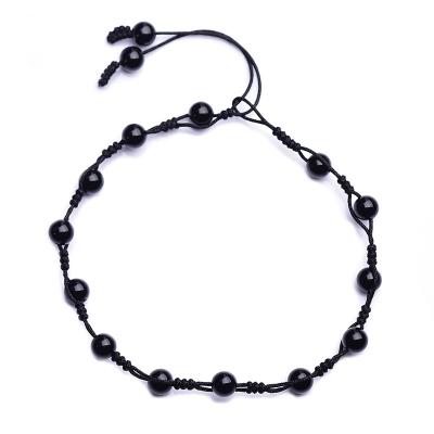 China BOHEMIA fashion INS style natural crystal obsidian beads anklet chain for girls for sale