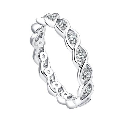 China Trendy Trendy Wave Shape Design Wedding Band Zircon Iced Out Silver Engagement 925 Ring for sale