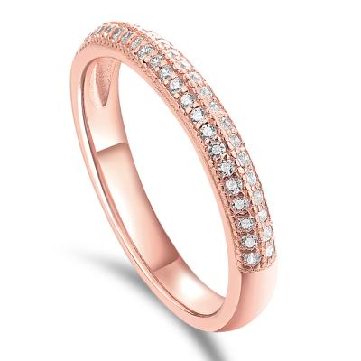 China Latest Design CLASSIQUE 2020 Zircon Single Row Rose Gold Plated Bling CZ 925 Sterling Silver Ring For Women for sale