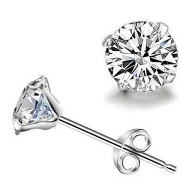 China Silver Diamond 3-8MM CLASSIC Single Zircon Stud Earrings For Women Marking Jewelry for sale