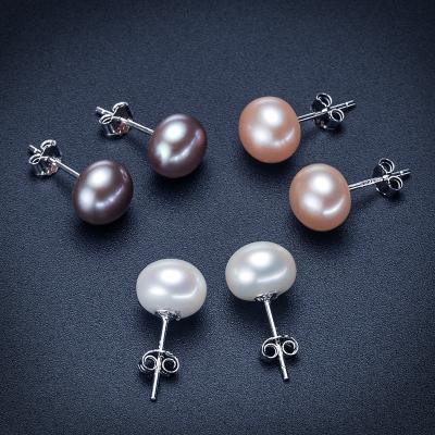 China New CLASSIC Brand Earrings Jewelry 925 Sterling Silver Freshwater Pearl Stud Earrings For Women for sale