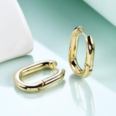 China 2021 New Fashion Vintage French Style Elegant U Shaped Gold Plated Huggie Circle Earring For Ladies Jewelry for sale