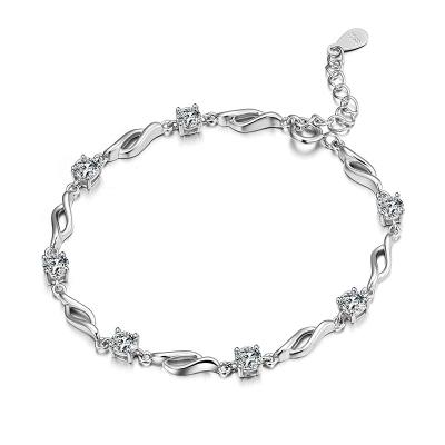 China Fashion 925 Silver Plated Silver Bangle Classic Design Bracelet For Women Girl for sale