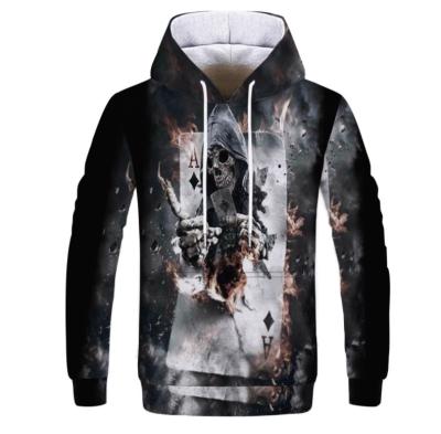 China 2021 Wholesale Anti-wrinkle Spring and Autumn Skeleton poker a fashion 3D digital printing unisex hooded shirt for men for sale