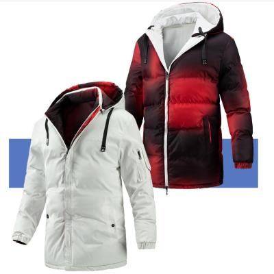 China 2021 New Winter Men's Thick Luxury Hooded Jacket Long Stylish Jacket Men's Cotton Breathable Clothes for sale