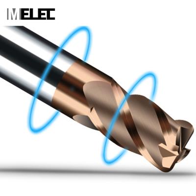 China CNC process MELEC AlTiN/TiAIN/TiCN/Tin coated hrc58 10R0.5*25*D10*75mm solid 4 flutes carbide alloy corner radius end mill cutter for sale