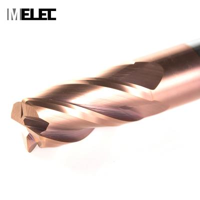 China CNC process MELEC customized length 8R0.5*25*D8*60mm diameter 8R0.5*25*D8*60mm length 8R0.5*25*D8*60mm solid carbide alloy corner radius milling cutter hrc58 4 flutes solid carbide alloy corner radius milling cutter for sale