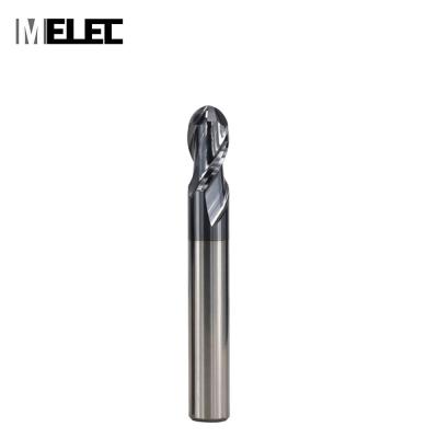 China CNC Process MELEC Steel Solid Carbide 1R0.5*2*D4*50mm Tungsten Straight Shank 1R0.5*2*D4*50mm Blades hrc55 2 Flute Ball Nose End Mill Cutter for sale