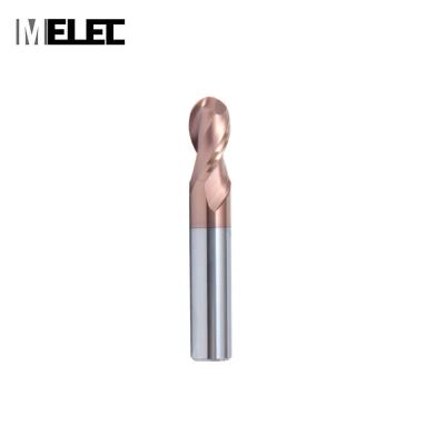 China MELEC Process MELEC Process CNC Tools Tungsten Material Straight Shank Carbide 2 Flutes Carbide Ball Nose Solid Milling Cutter for sale