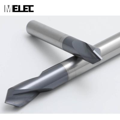 China MELEC Drill Holes CNC Tools Tungsten Steel Carbide Customized Size 60/90/120 Degree 2 Flutes NC Spotting Drill Bits for sale