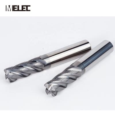 China CNC Process MELEC Tungsten Steel Material hrc60 hrc50 Customized Diameter 4mm-20mm 4 Flutes CNC Cutting Tools Roughing eend Mill For Steel for sale