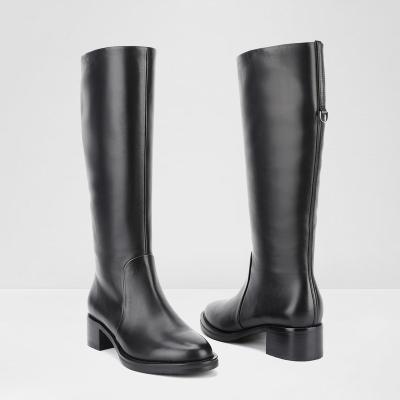 China Factory direct sale Anti-skid Half-zippered design on the side women for ladies genuine leather knee high boots for sale