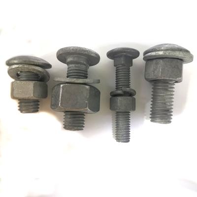 China HDG Neck Track Bolt Guardrail Bolt Carbon Steel Road Guardrail Oval Rail Bolt for sale