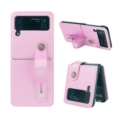 China Wholesale Anti Slip PU Leather Cell Phone Case Shockproof Phone Cover For Samsung Galaxy Z Flip 3 Case flip4 PC for sale