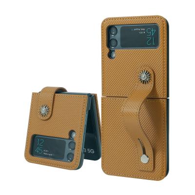 China New Folding Luxury Shockproof Hard Matte Pu Mobile Cover Flip Mobile Phone Case For Samsung Z Flip 3 flip4 for sale