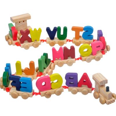 China Hot Selling Children's Wooden Multifunctional Baby Educational Toy Wooden Alphabet Train for sale