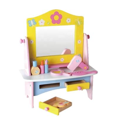 China Wooden Toys Simulation Wood Kids Dressing Table Gift For Girl Dressing Table For Baby Children Pretend Play for sale