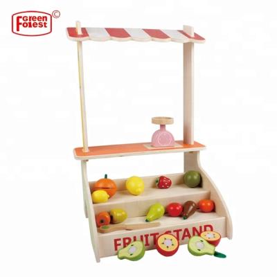 China Wood Pretend Play Set for Kids Fruit Shop Shopping Cart Toys Educational and Smart Wooden Toy Shop for sale