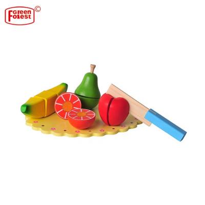 China Preshcool Wooden Household Cutting Fruits And Vegetables Wooden Toy Children Pretend Play Game for sale