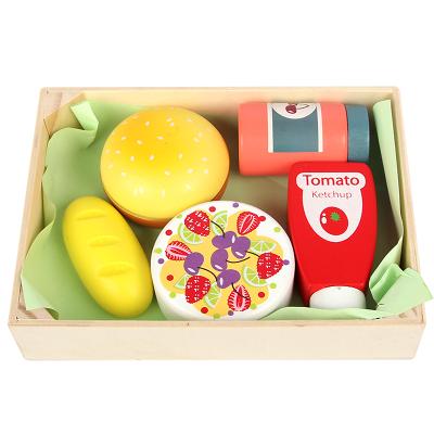 China New Kids Wooden Pretend Play Kitchen Toy Breakfast Food Set for sale