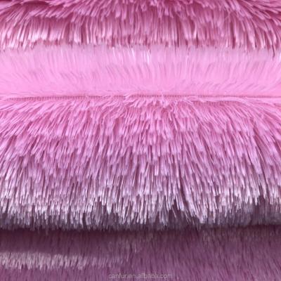 China Tricot Knitted Plush Fabric 100% Polyester Long Hair Fur for Plush Toy Manufacturers for sale