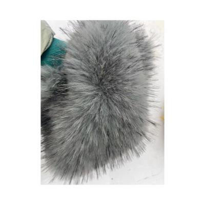 China Back Material 100% Polyester Printed Grey Fur with Black Tip Artificial Fur Fabric for sale