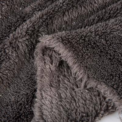 China Weft Knitted 100% Polyester Sherpa Fleece Fabric For Blanket with Two Side Micro Polar for sale