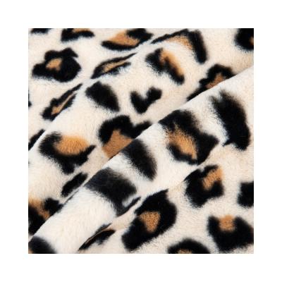 Cina 100% Poliestere Super Soft Leopard Stampa Pelliccia di Coniglio Fuso Pelliccia Tessuto per la Realizzazione di Abbigliamento in vendita