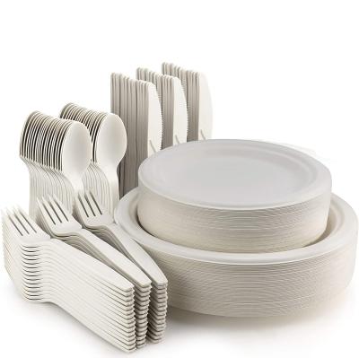 China Disposable Environmental Protection Eco Biodegradable Sugarcane Bagasse Party Dishes for sale