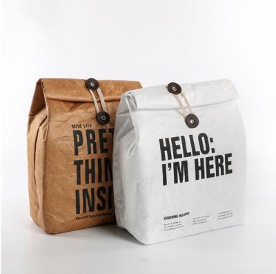 China Recycled Materials Customize LOGO Washable Kraft Paper Fancy Shopping Bag Ice Tyvek Bag Dupont Paper Waterproof Packaging Bag for sale