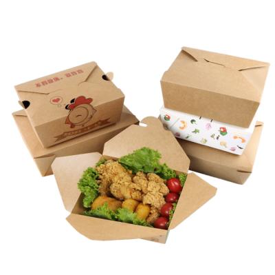 China Recycled Materials Custom Take Out Fast Food Packaging Paper Boxes Take Out Food Box for sale