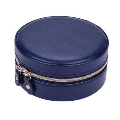 China Pretty Pink Luxurious Light Luxurious Round Custom PU Leather Jewelry Box for sale