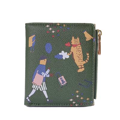 China New CIA Zipper Heart Girl Small Wallet Small Cute Fresh Korean Cartoon Waterproof Student Short Bag for sale