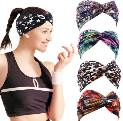 China New European and American Amazon style women's sports stretch headband face wash headband Bohemian wide cross hairhoop makeup main accessories for sale