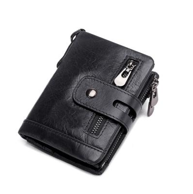 China Waterproof Hot Selling RFID Blocking Wallet Minimalist Thin Crazy Horse Genuine Leather Men's Wallet for sale