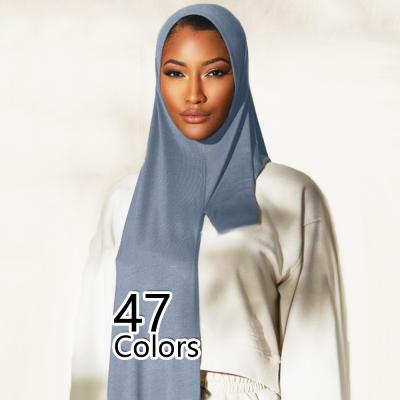 China Ribbed Tank Top Hijab Covers 2021 Custom Fashion One Loop Premium Stretchy Tank Top Scarf Cotton Earphone Wear Hijab Tank Top Instant Easy Scarf Shawls for sale