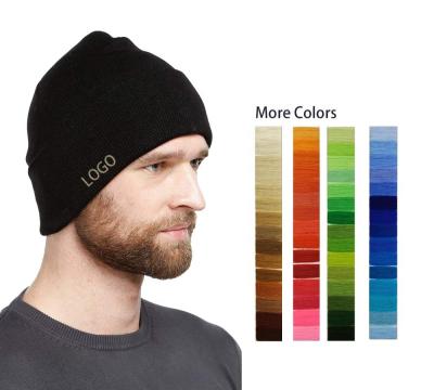 China OEM JOINT Unisex Wool-Acrylic Knitted Beanies Hats With Custom Embroidery Logo for sale