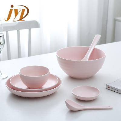 China Color Viable Luster Ceramic Soup Rice Bowl Dinner Dish Spoon Tableware Set For One Person for sale