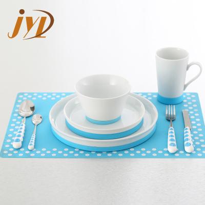 China 9 Pcs Sustainable Ceramic Dinner Set Dinnerware With Silicone , Porcelain Dinner Sets Dinnerware for sale