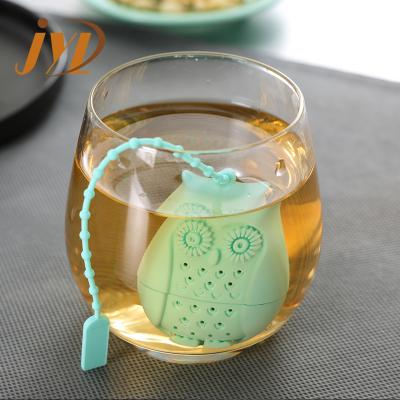 China Viable Cute Owl Animal Shaped Silicone Tea Filter Infuser for sale