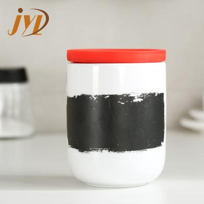 China Freshness Preservation Custom Ceramic Coffee Loose Flou Sugar Food Storage Tea and Container with Silicone Decorate for sale