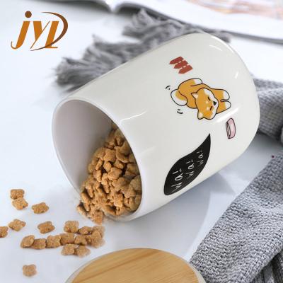 China Small Smooth Microwavable Custom Bulk Pattern Porcelain Snacks Dog Food Preservation Storage Jar for sale