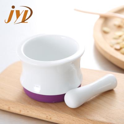 China Viable Custom Mini Size Spice Food Ceramic Bowl Mortar and Grinding Pestle Porcelain For Sale for sale